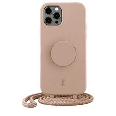 Abbildung von PopSockets x Just Elegance iPhone Hülle Necklace Case Handyhülle kompatibel mit 12 Pro Max 6,7&quot; Schutzhülle Abnehmbarer Kordel und Fingerhalter I Zartes Apricot
