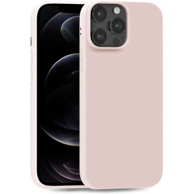 Abbildung von MyGadget Hülle kompatibel mit iPhone 12 Pro Max robuste Handyhülle TPU Case Slim Silikonhülle Back Cover Kratzfest Schutzhülle matt Baby Rosa