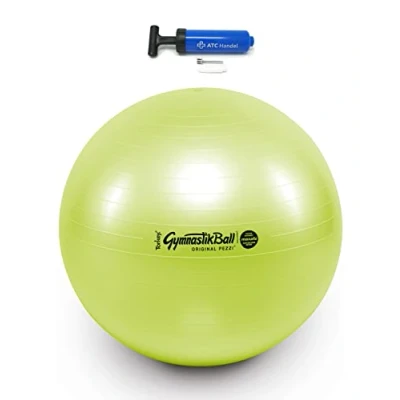 Abbildung von Original Pezzi Gymnastikball Maxafe Ø 42, 53, 65 &amp; 75cm in Allen Farben inkl. ATC Ballpumpe bis 400 kg belastbar Fitness, Reha, Therapie, Gymnastik und als Sitzball fürs Büro, 65cm apfelgrün