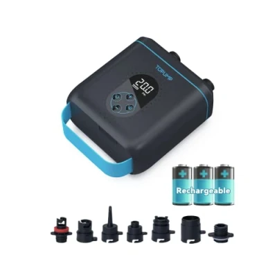Abbildung von TOPUMP 20PSI Elektrische SUP Pumpe TPS260, Wiederaufladbar, Auto Off, 2 Stufen Inflation/Deflation, 12V DC &amp; Typ C für Paddle Board, Kajak,Flügel,Drachen,Zelt