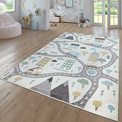 Abbildung von TT Home Teppich &quot;Corto 406&quot;, rechteckig, 13 mm Höhe, Kinderzimmer Kinderzimmerteppich Junge Mädchen Kinderteppich