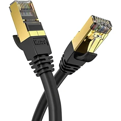 Abbildung von Veetop Cat8 Lan kabel 0,25m 0,5m 1m 2m 3m 5m 10meter 15meter 20meter 30meter 50meter Netzwerkkabel Ethernetkabel Internetkabel Superschnell Flexibel und Robust mit Vergoldetem RJ45 Schwarz
