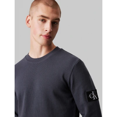 Abbildung von Calvin Klein Jeans Badge Waffle TEE Langarmshirt, Herren, Größe: Large, Ebony
