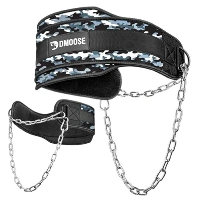 Abbildung von DMoose Dip Gürtel für Gewichtheben, Gewicht mit Kette Pullup, Gym Lifting Belt Powerlifting, Squat, Bodybuilding, Heavy Duty Stahl, Workout komfortablen