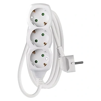 Abbildung von EMOS 3 fach Steckdosenleiste 1,5m Schuko Steckdosen 45 gedreht 250 V, 16 A, 3680 W hochwertige PVC Isolierung H05VV F3G 1,5 mm2 erhöhter Berührungsschutz IP20 für Innen weiß