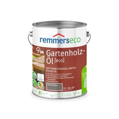 Abbildung von Remmers Gartenholz Öl [eco] graphitgrau, 5 Liter, Wetterbeständiges, mattes Öl, aussen und innen, optimal für Terassen &amp; Gartenmöbel, rutschhemmend