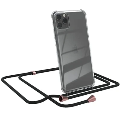 Abbildung von EAZY CASE Handykette kompatibel mit iPhone 11 Pro Max Handyhülle Umhängeband, Handykordel Schutzhülle, Silikonhülle Band, Stylische Kette Hülle für Smartphone, Clips in Rose