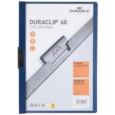Abbildung von Durable Klemm Mappe Duraclip Original 60, Hartfolie, bis zu 60 Blatt A4, nachtblau, 25er Packung, 220928