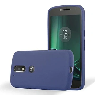 Abbildung von Cadorabo Hülle kompatibel mit Motorola Moto G4 / Plus Schutzhülle TPU Silikon Case Frost Design Slim Kratzfest Weiche Gummi Rundumschutz für in Blau
