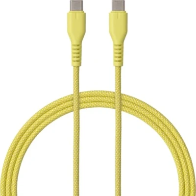 Abbildung von QUALO USB C Kabel C, Nylon, Schnellladung, 1,5m, 3A, Langkabel, Gelb Geflecht, QKN CC 05