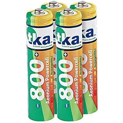 Abbildung von tka Köbele Akkutechnik Akkus AAA: 800 mAh Hybrid Akku AAA Micro Aeonium Powercell 4er Set (Telefonakkus, NiMH AAA, wiederaufladbare)