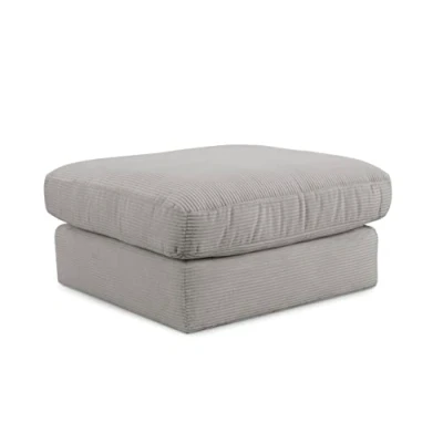Abbildung von CAVADORE XXL Hocker Fiona / Mega Beistellhocker mit weicher Polsterung Quadratisch 97 x 90 Cordstoff Silber