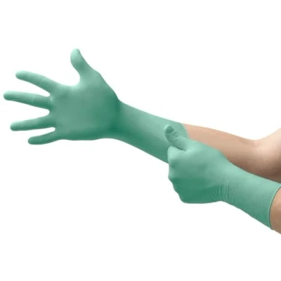 Abbildung von Ansell Microflex 25 201 Einweg Neoprenhandschuhe, Exzellenter Schutz bei Mechanik , Industriel und Chemikalienarbeiten, Lebensmittelindustrie, Grün, Größe L (100 Handschuhe)