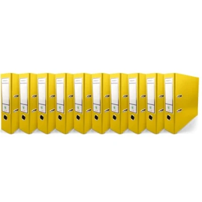 Abbildung von Netuno 10x Akten Ordner Gelb DIN a4 Ekobox 2 Ring Mechanik Ringorder 8cm Kunststoff breit Büroordner Plastikordner Briefordner Ringmappe breiter Aktenordner PP farbig