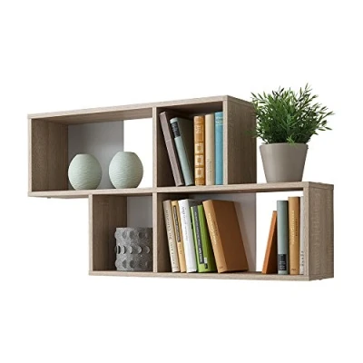 Abbildung von FMD Möbel, 270 001E Nora Wandregal in ausführung eiche nachbildung, melaminharz beschichtete spanplatte, weiß, maße 100.0 x 53.0 19,5 cm (BHT)