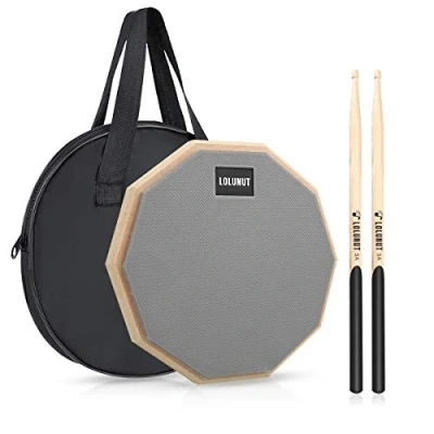 Abbildung von LOLUNUT 30,5 cm Silent Drum Pad, Dumb Anfänger Gummi Übungspad mit 5A Drumsticks grau