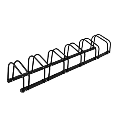 Abbildung von Relaxdays Fahrradständer Boden, für 6 Räder, bis 60 mm Reifenbreite, Metall, Garage, Fahrrad Aufstellständer, schwarz