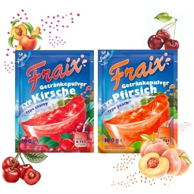 Abbildung von FRAIX Getränkpulver Kirsche + Pfirsich (50er KOMBIPACK) (je 25 x 100g) fruchtig &amp; erfrischend mit Vitamin C