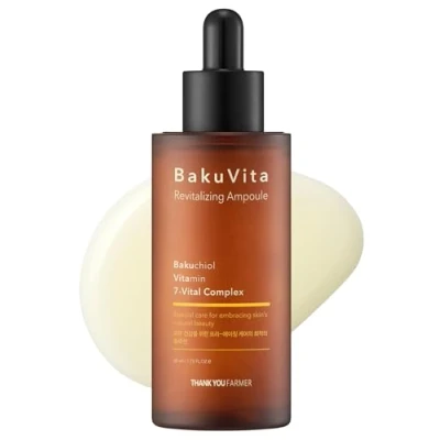 Abbildung von THANKYOU FARMER BakuVita Revitalizing Ampoule 50ml Retinol Alternative Bakuchiol Serum, Vitamin C + E Koreanisches Porenpflege, Straffung, Vegan