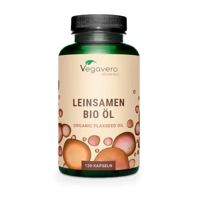 Abbildung von Bio Leinöl Kapseln Omega 3 6 9 Premium: Qualität &amp; Kaltgepresst Preis Leistungssieger 2024* Vegan Keine Gelatine Flaxseed Oil Laborgeprüft Ohne Zusatzstoffe Vegavero®