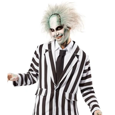 Abbildung von Rubie‘s offizielles Beetlejuice Kostüm für Herren mit Perücke, Outfit Halloween, zum Film