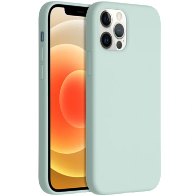 Abbildung von Apple iPhone 12 Pro Hülle Silikon Accezz Soft Case/Backcover Handyhülle Hellblau