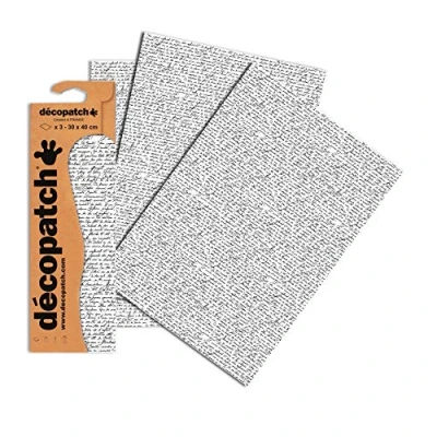 Abbildung von Decopatch Papier No. 771 (weiß schwarz Handschrift, 395 x 298 mm) 3er Pack