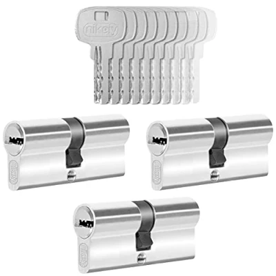 Abbildung von GERCAR 3x Schließzylinder gleichschließend 3 Profilzylinder 40/40 inkl. 15 Schlüssel 80 mm Doppelzylinder Türschloss Zylinderschloss gleichschliessendes 3er Set Länge: 80mm, A:40 B:40