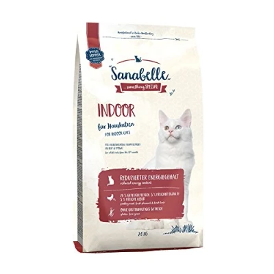 Abbildung von Sanabelle Indoor Katzentrockenfutter für ausgewachsene Katzen (ab dem 12. Monat) besonders geeignet Hauskatzen und mit reduziertem Bewegungsumfang 4 x 2 kg