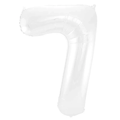 Abbildung von Folie Balloon Nummer 7 Matt White Metallic 86 cm