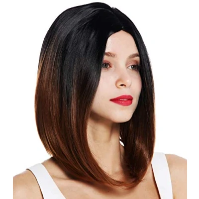 Abbildung von WIG ME UP ZM 1769 30Dye1B Perücke Damenperücke kurz glatt Longbob Mittelscheitel Ombre Schwarz Kupferbraun
