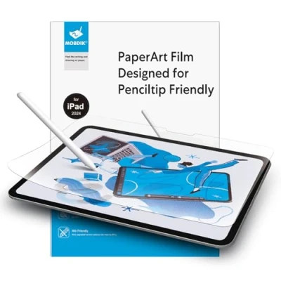Abbildung von MOBDIK 2 Stück Paper Nano Schutzfolie für iPad Pro 11 M4 (2024) Natürliches Schreiben, Weniger Reflexion, Penciltip Friendly, Mit Easy Install Kit