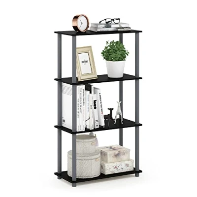 Abbildung von Furinno Turn N Tube 4 Stufe Mehrzweck Regal, Schwarz /Grau, 59.9 (Breite) x 109.9 (Höhe) 29.7 (Tiefe) cm