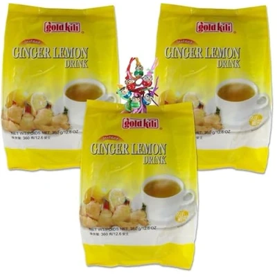 Abbildung von yoaxia ® 3er Pack [ 3x 360g (20x18g) ] Gold Kili Instant INGWER ZITRONEGETRÄNK/Ginger Lemon Drink + ein kleiner Glücksanhänger gratis