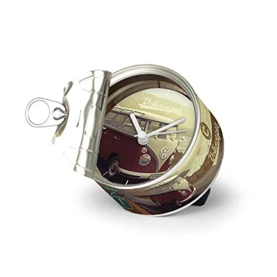 Abbildung von VW Collection by BRISA Tischuhr Vintage Volkswagen Uhr magnetischer Wecker im Bulli Highway Design