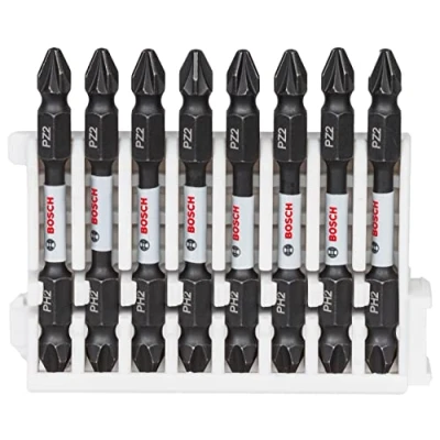 Abbildung von Bosch Accessories Professional 8tlg. Doppelschrauber Bit Set (Impact Control, 8 x PH2 PZ2 Bits Länge: 65mm, Pick and Click, Zubehör Schlagschrauber Bohrschrauber)