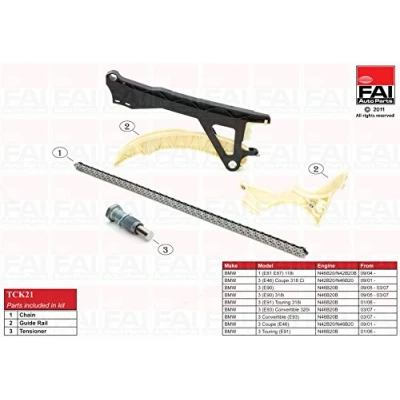 Abbildung von FAI AutoParts TCK21 Steuerkettensatz mit Dichtungen, ohne Zahnräder Simplex, Bolzenkette BMW: 1 Schrägheck, 3 Touring, Limousine