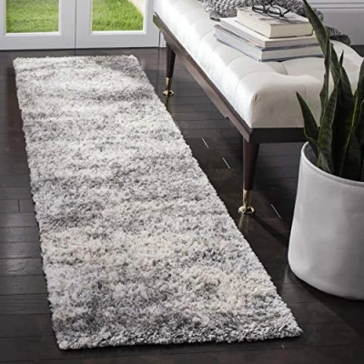 Abbildung von SAFAVIEH Zottelig Teppich für Wohnzimmer, Esszimmer, Schlafzimmer Berber Shag Collection, Kurzer Flor, Grau, 76 X 183 cm