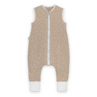 Abbildung von Ehrenkind® Baby Sommerschlafsack mit Füßen Musselin 0.5 TOG aus weicher OEKO TEX zertifizierter Bio Baumwolle Sommer Schlafsack Gr. 90 Farbe Beige Pusteblume