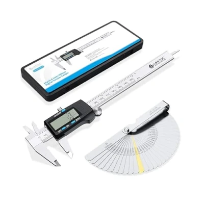 Abbildung von eSynic Digitaler Messschieber 150mm/ 6 Zoll Edelstahl Schieblehre Elektronisch Zoll/Metrisch/Fraktion Umrechnung für Abständen Durch Tiefen Innendurch Außendurchmesser Schwarz