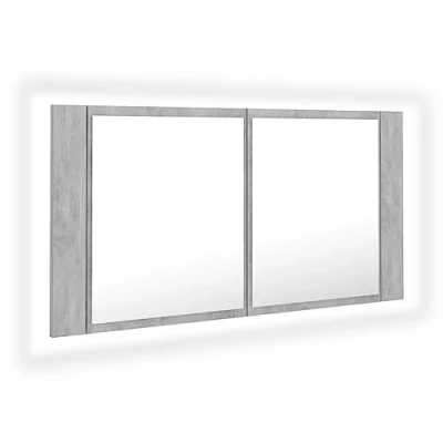 Abbildung von vidaXL LED Bad Spiegelschrank Badezimmerspiegel Badspiegel Spiegel Badschrank Badezimmerschrank Hängeschrank Wandschrank Betongrau 90x12x45cm Acryl