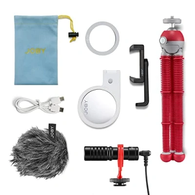 Abbildung von JOBY Beauty Complete Creator Kit, Podzilla Flexibles Stativ mit Smartphone Klemme, Wavo Mobile Mikro, Klappbares Beamo Ringlicht Kompatibel MagSafe, 3 in 1 Schnellladekabel, TikTok, Vlogs