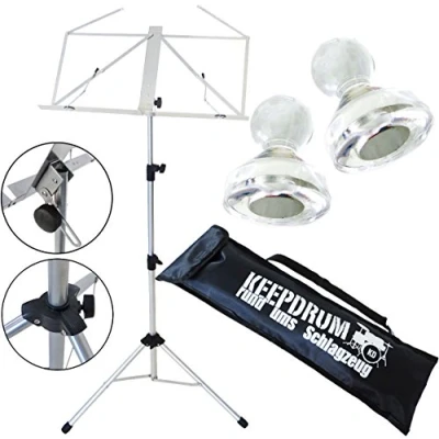 Abbildung von keepdrum Notenständer Notenpult Silber mit Tasche silver metallic +10 Stück Magnete MG10