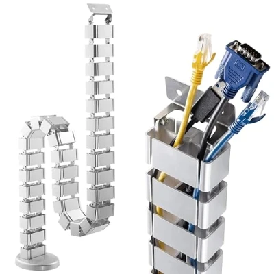 Abbildung von RICOO Kabelführung Z0101 S, Kabelkanal flexibel Wirbel System Kabelmanagement am Schreibtisch