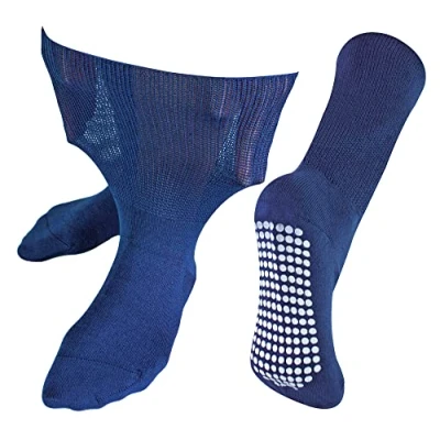 Abbildung von 1 Paar Ohne Gummi Ödeme Socken mit Antirutsch Noppen Herren &amp; Damen Dr. Socks Extra Weite Bambus Diabetiker für Geschwollene Knöchel und Füße 37 41