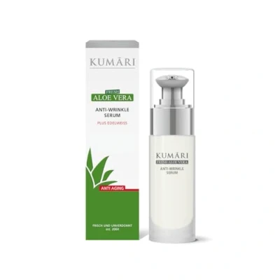 Abbildung von KUMARI Anti Falten Serum 30 ml mit Aloe Vera + Edelweiß &amp; Gatuline strafft die Haut glättet Fältchen Aging Gesichtsserum 85% unverdünntem BIO Pflanzensaft (30ml)