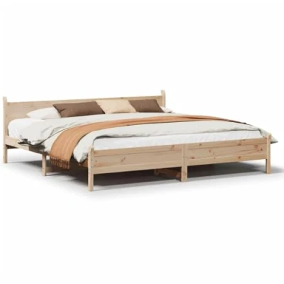 Abbildung von vidaXL Massivholzbett, Holzbett mit Kopfteil Fußteil Lattenrost, Doppelbett für Schlafzimmer, Bett Bettgestell, 200x200cm Kiefernholz