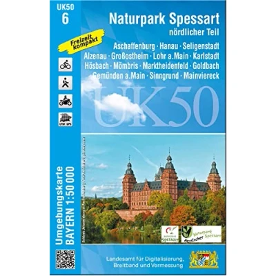 Abbildung von UK50 6 Naturpark Spessart nördlicher Teil: Aschaffenburg, Hanau, Seligenstadt, Alzenau, Großostheim, Lohr a.Main, Karlstadt, Hösbach, Mömbris, ... Karte Freizeitkarte Wanderkarte)