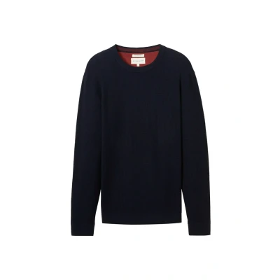 Abbildung von TOM Tailor Strukturierter Rundhals Strickpullover, Herren, Größe: Small, Knitted navy melange