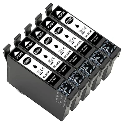 Abbildung von ESMONLINE 5 er Set Multipack (T0801) kompatible Druckerpatronen als Ersatz für Epson T0801 Stylus Photo R265 R360 R285 RX585 PX700W P50 PX650 PX810FW PX710W PX820FWD PX720WD